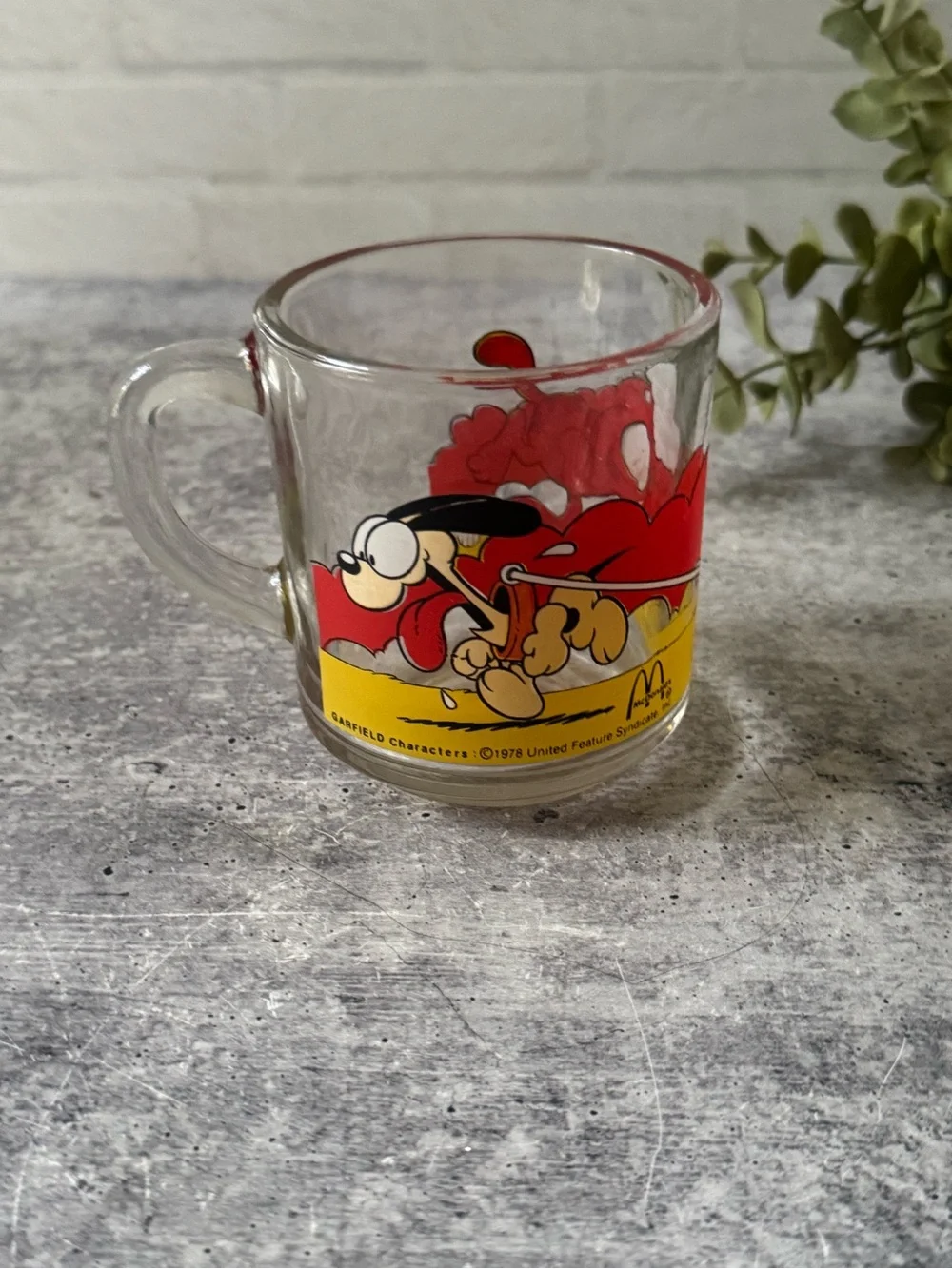 Set of 2 Vintage 1978 Garfield and Odie Glass Mugs from McDonald's